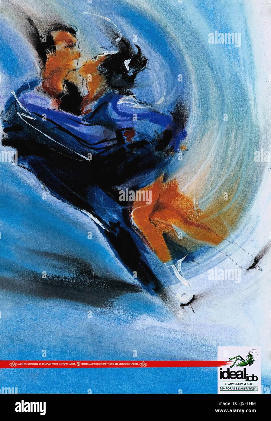 Vintage Ice Skating Poster - Switzerland Stock Photo