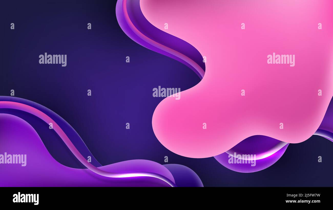 Abstract fluid gradient shapes with 3d wave lines elements on blue background. Vector graphic illustration Stock Vector