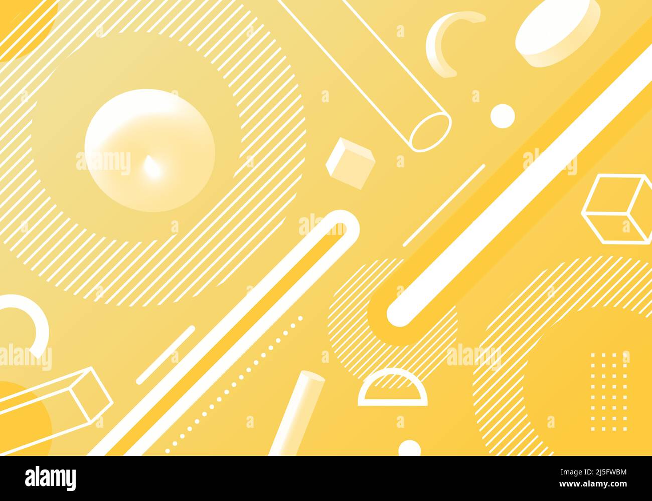 Abstract pattern 3D geometric elements yellow background. Vector graphic illustration Stock Vector
