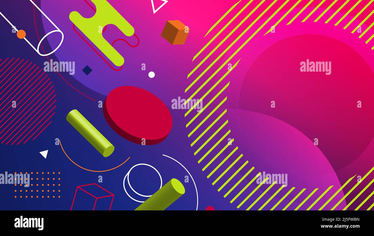 Abstract pattern 3D geometric elements colorful background. Vector graphic illustration Stock Vector