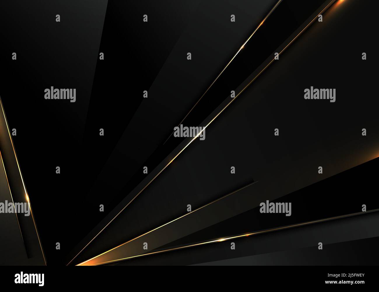 Abstract black triangles dimension pattern with golden lines and ...