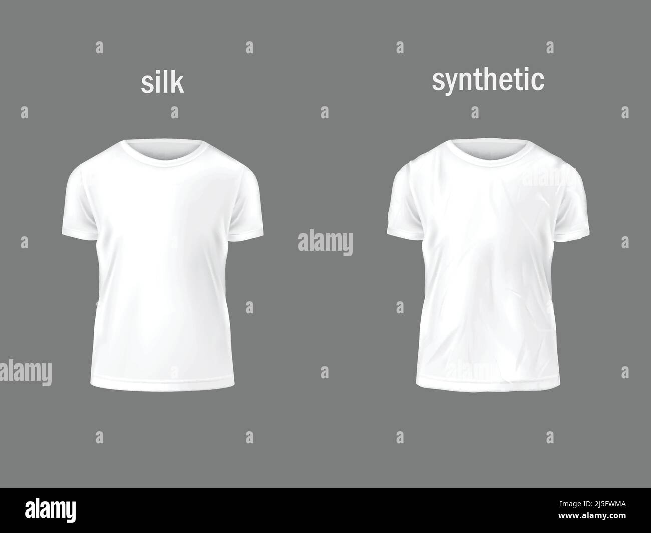Vector set template of male T-shirts from different tissues Stock Vector