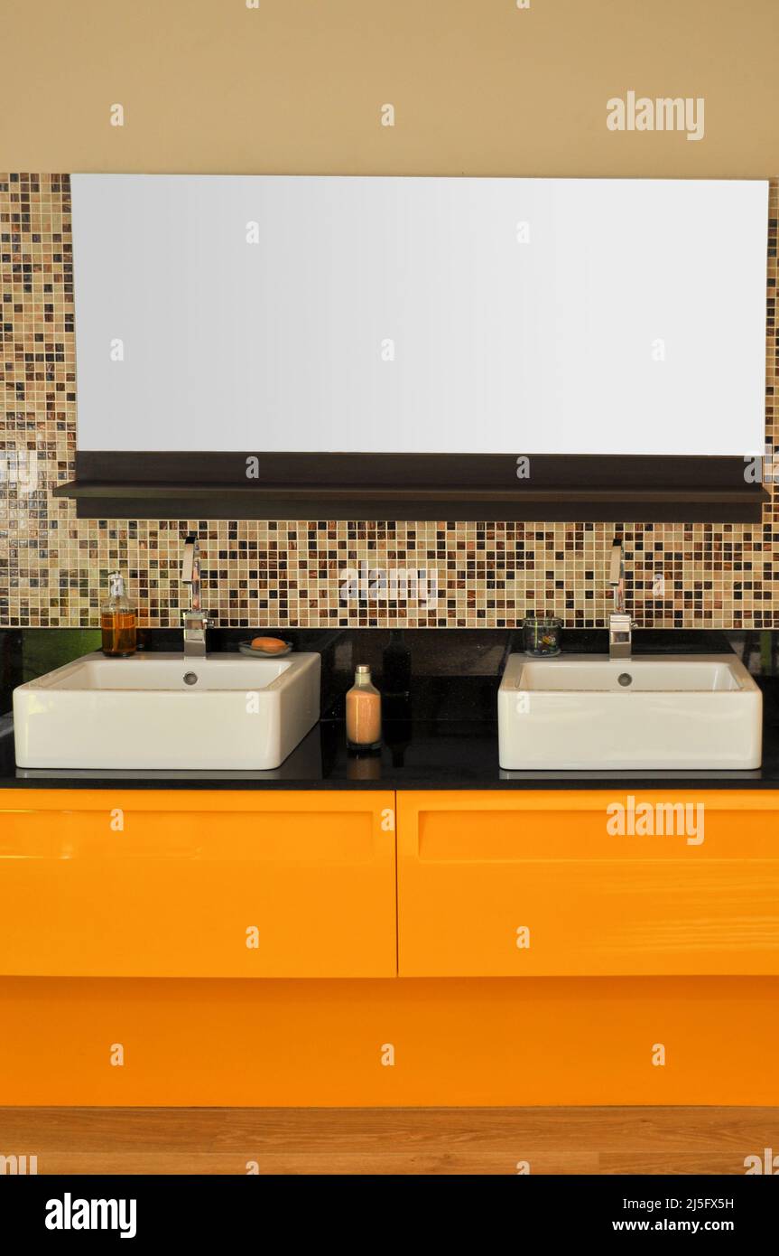 Modern luxury and clean bathroom sink and design Stock Photo