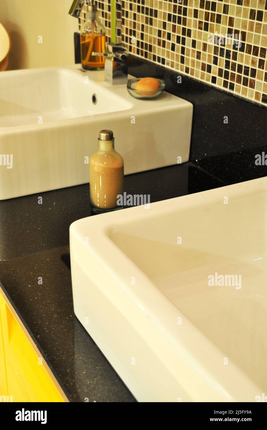 Modern luxury and clean bathroom sink and design Stock Photo