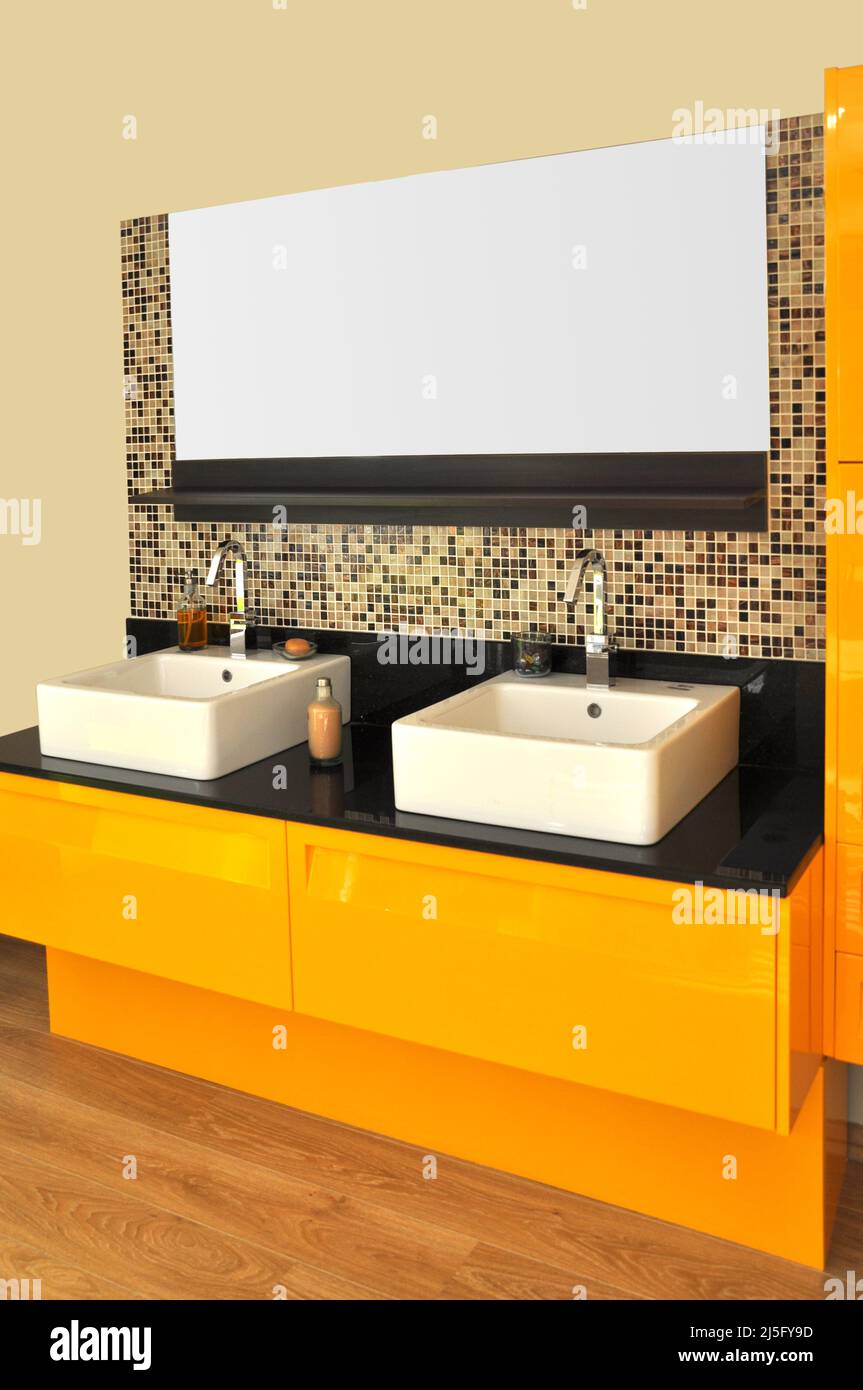 Modern luxury and clean bathroom sink and design Stock Photo