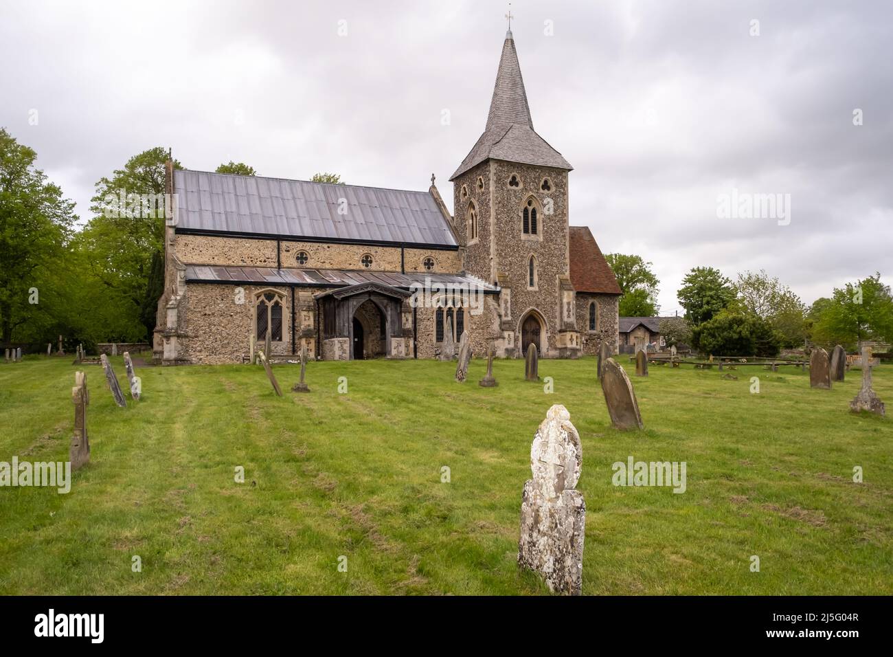 The parish church of All Saints in the Essex village of Sisted. Stock Photo