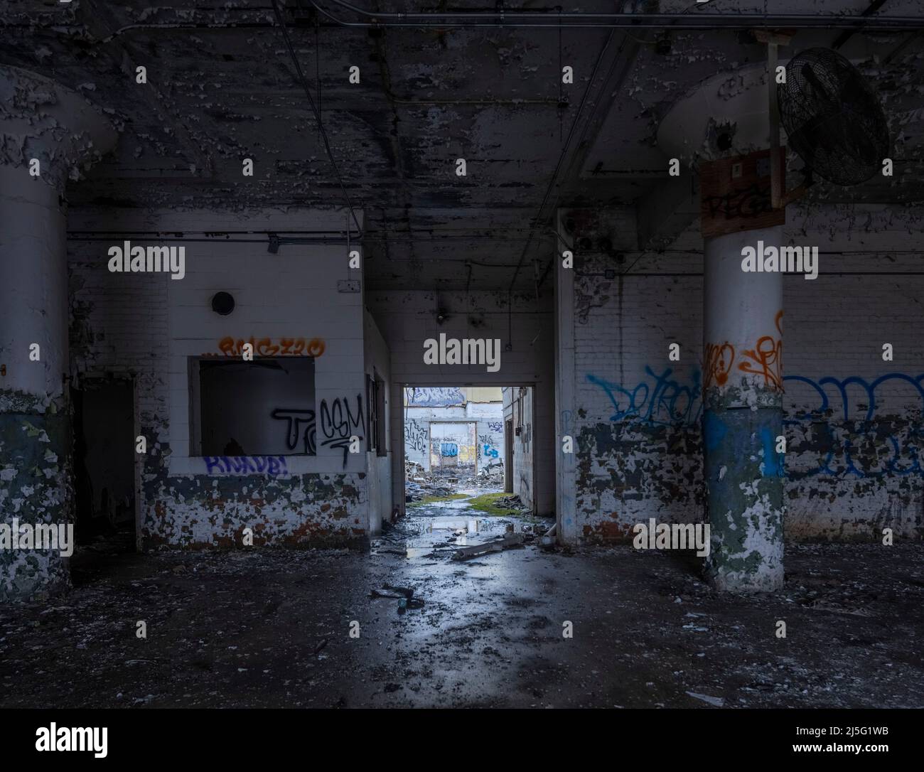 abandoned former American Motors World Headquarters, Plymouth Road Office Center (PROC), Detroit, Michigan Stock Photo