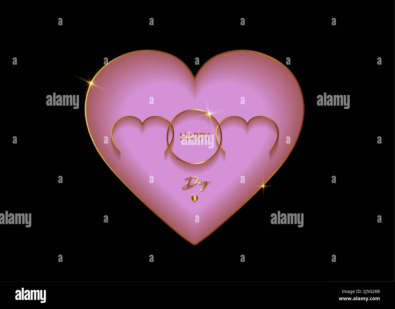Happy Mothers Day Vector Greeting Card Luxury Gold Heart Mom Icon On