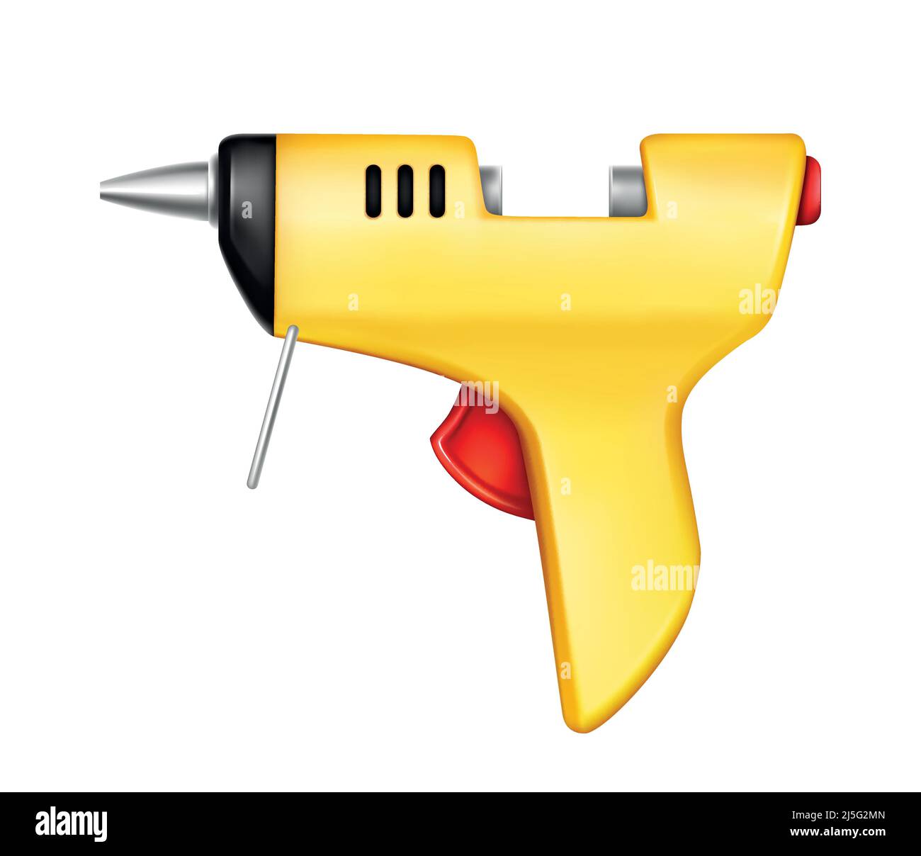 Vector 3d realistic yellow glue gun isolated on white background. Hand