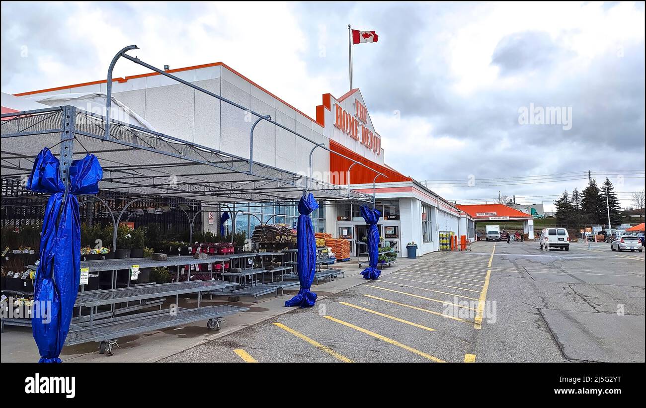 Toronto, Canada - April 19, 2022: Exterior of a hardware store with a garden centre Stock Photo