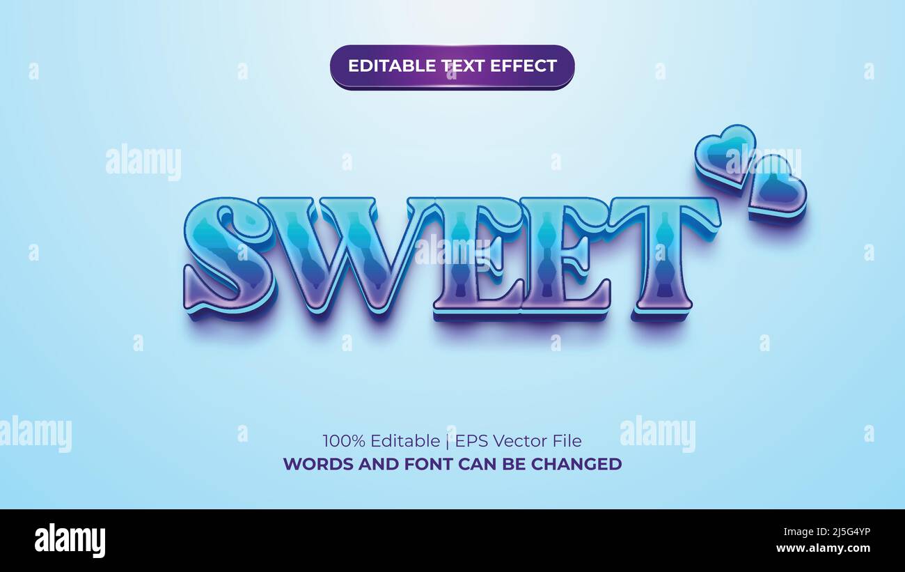Sweet 3d editable text effect with heart shape design Stock Vector