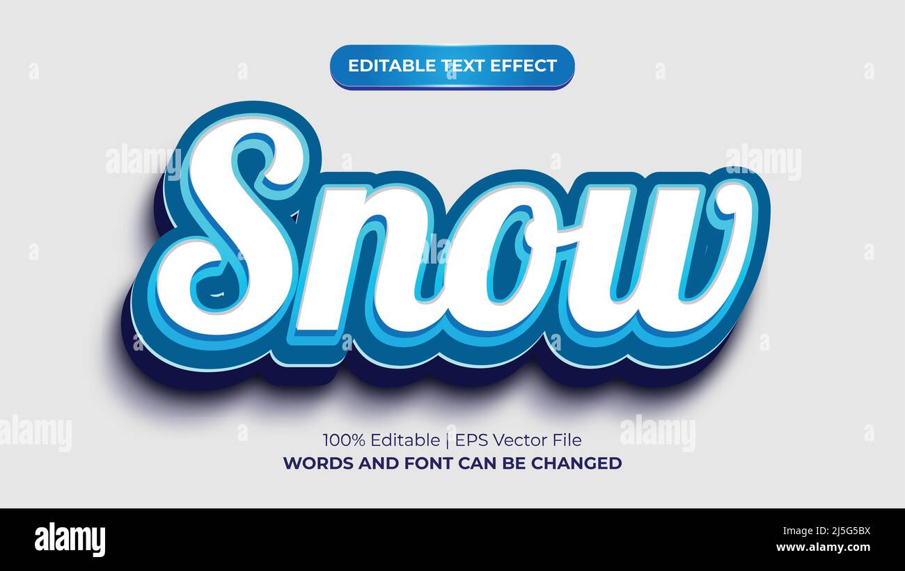 Snow 3d text effect vector graphic style Stock Vector