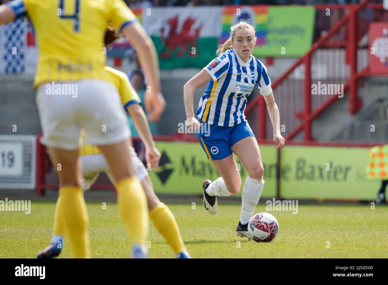 Crawley, UK. 23rd Apr, 2022. Megan Connolly (8 Brighton) in action during the Barclays FA Womens Super League game between Brighton and Hove Albion and Birmingham at The People's Pension Stadium in Crawley, England. Liam Asman/SPP Credit: SPP Sport Press Photo. /Alamy Live News Stock Photo
