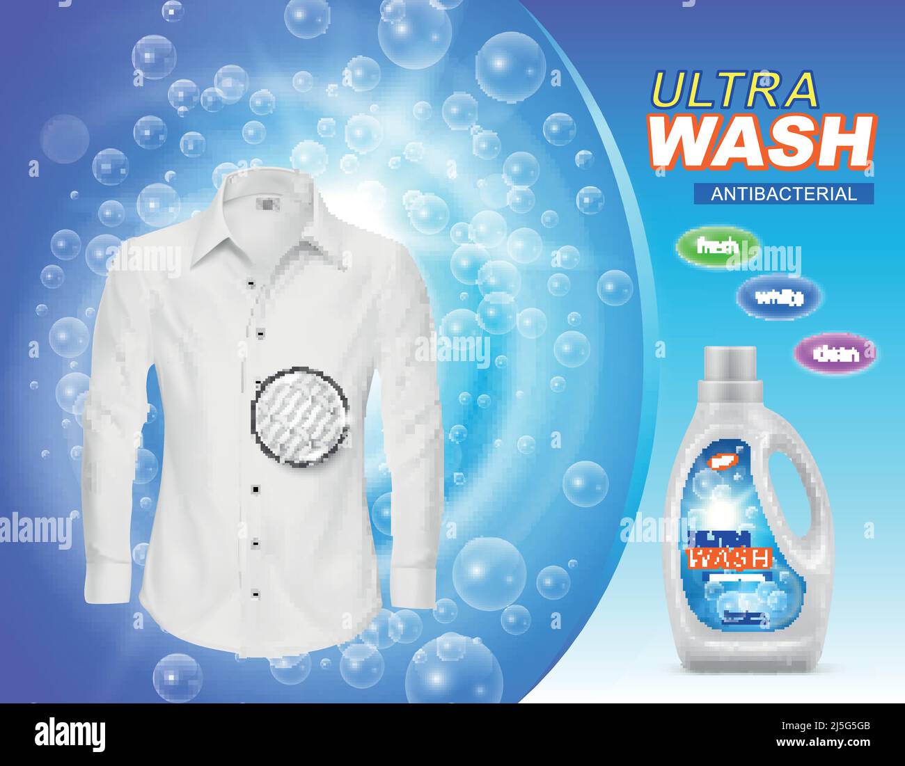 Vector promotion banner of liquid detergent for laundry or stain