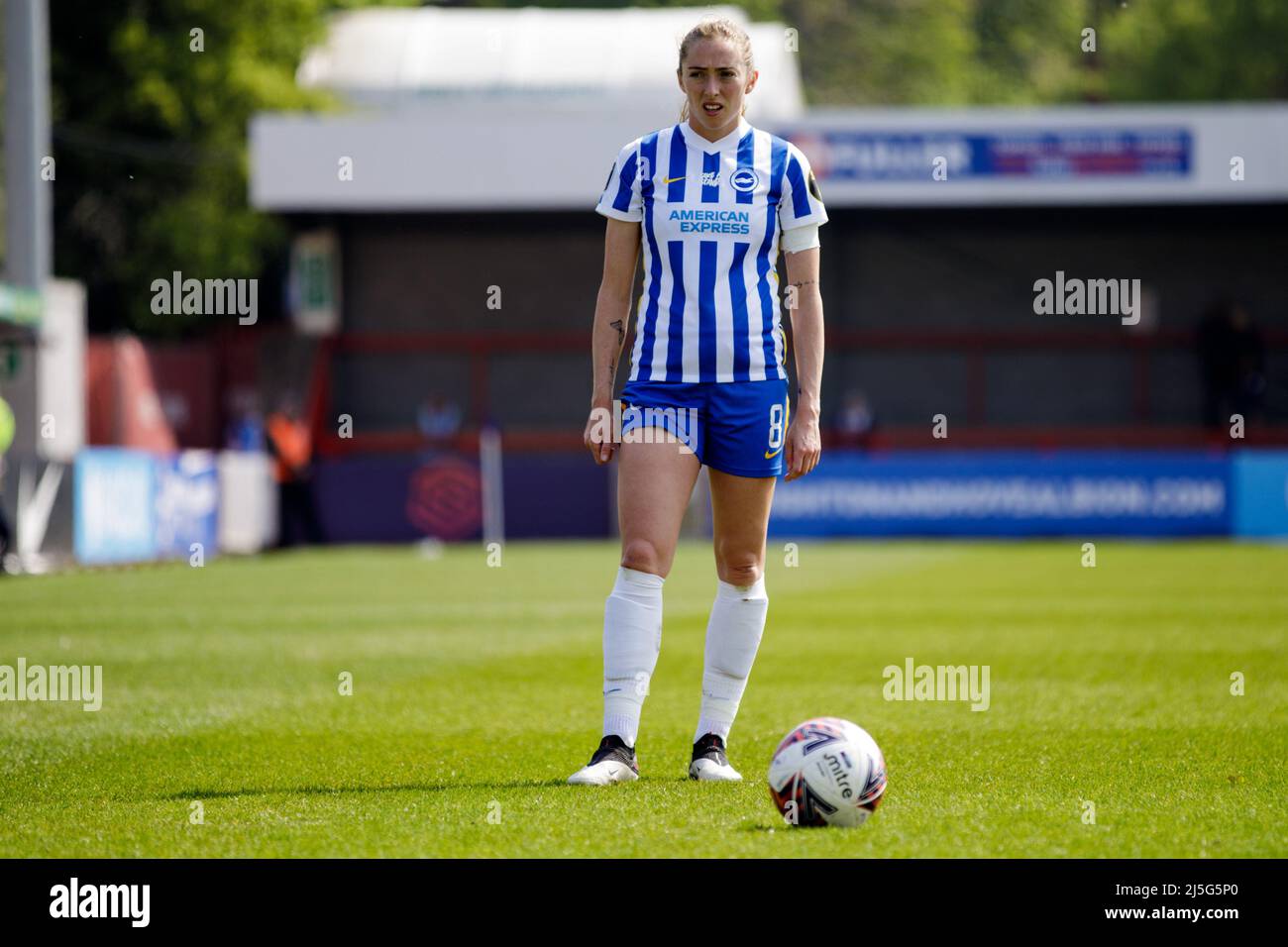 Crawley, UK. 23rd Apr, 2022. Megan Connolly (8 Brighton) during the Barclays FA Womens Super League game between Brighton and Hove Albion and Birmingham at The People's Pension Stadium in Crawley, England. Liam Asman/SPP Credit: SPP Sport Press Photo. /Alamy Live News Stock Photo