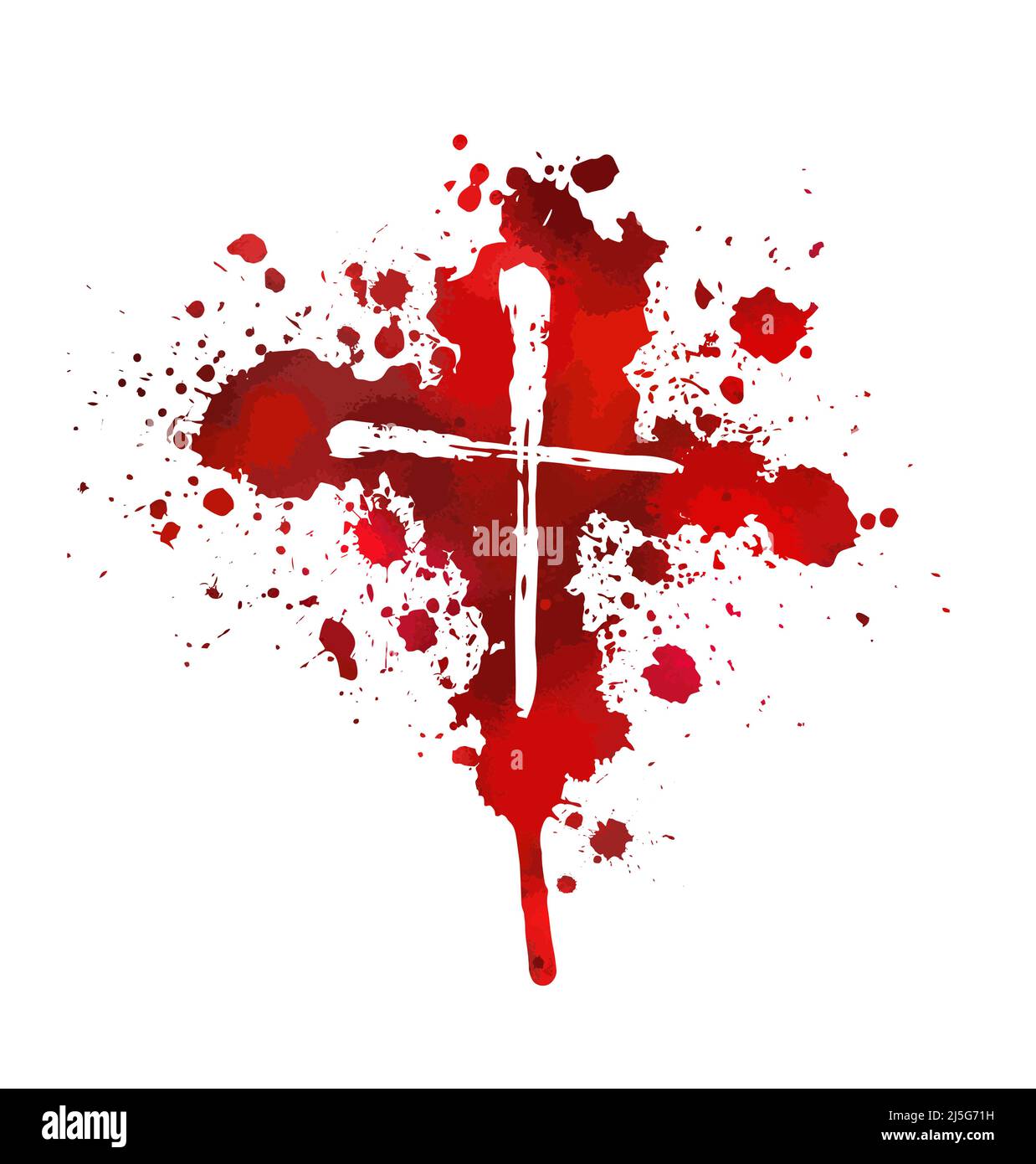 Bloody cross. Cross made of drops of paint. Vector illustration Stock