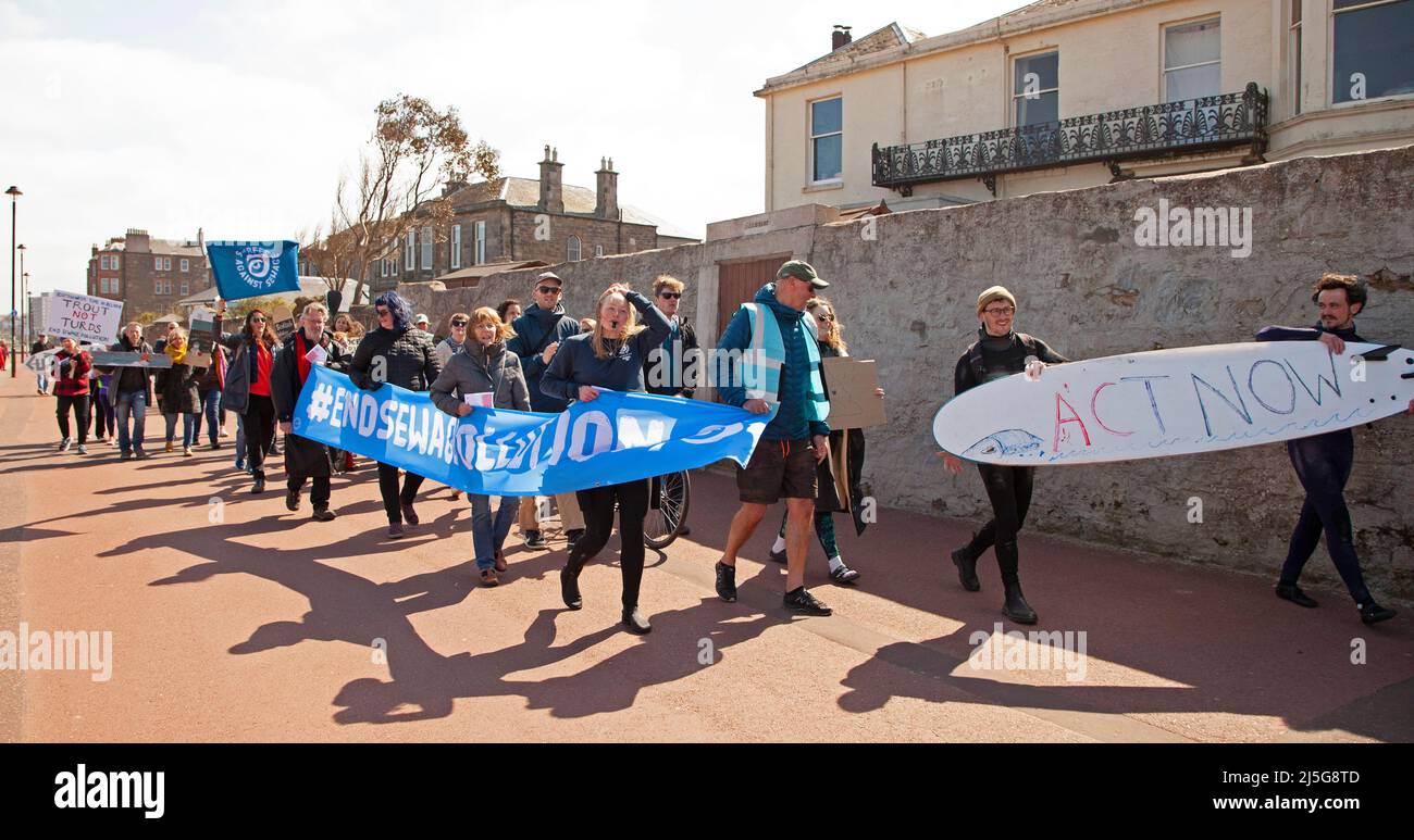 Portobello, Edinburgh, Scotland, UK. 23rd April 2022. End Sewage