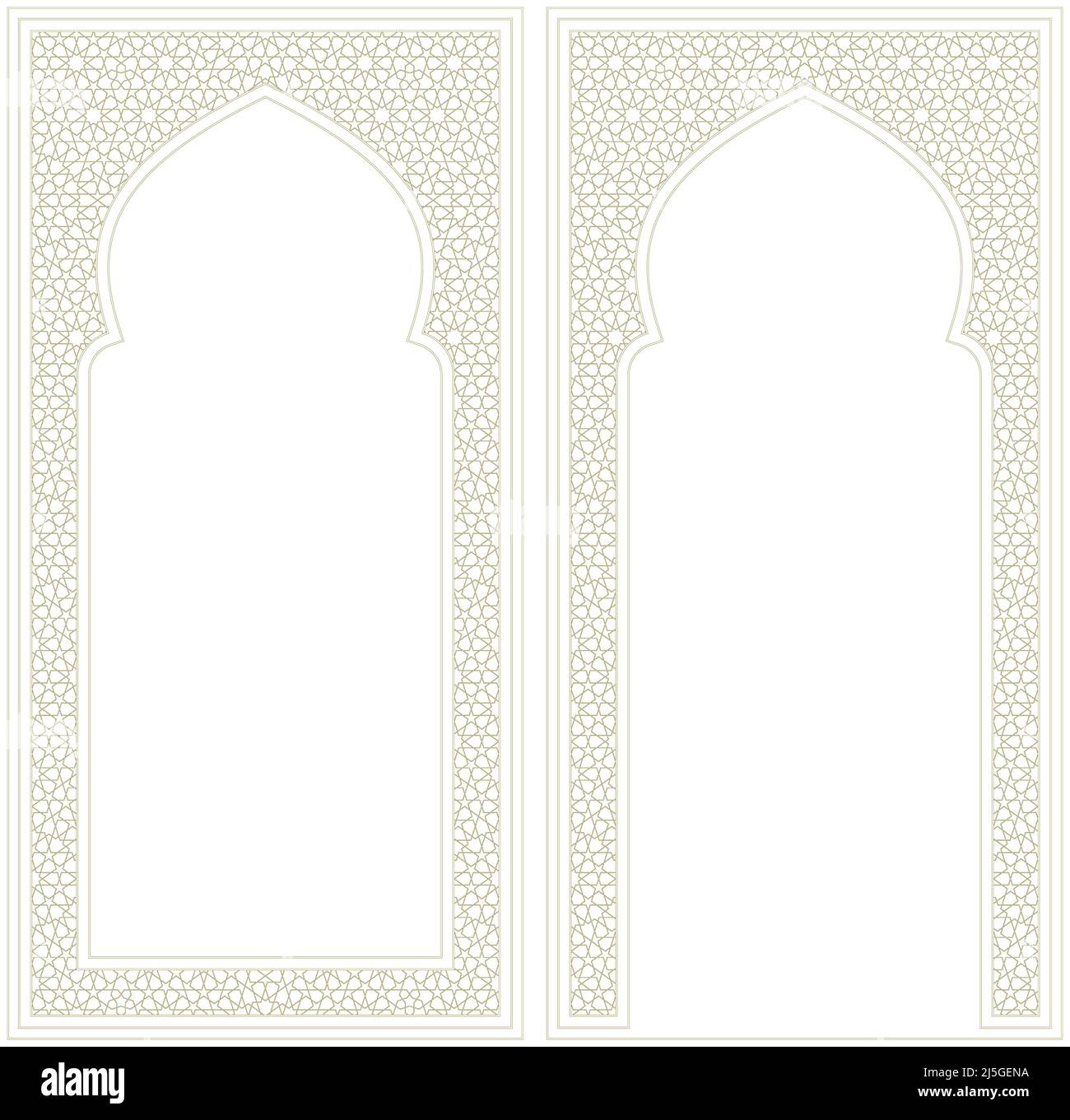 Two frames . Ornament in Arabic geometric style. Contoured lines Stock Vector