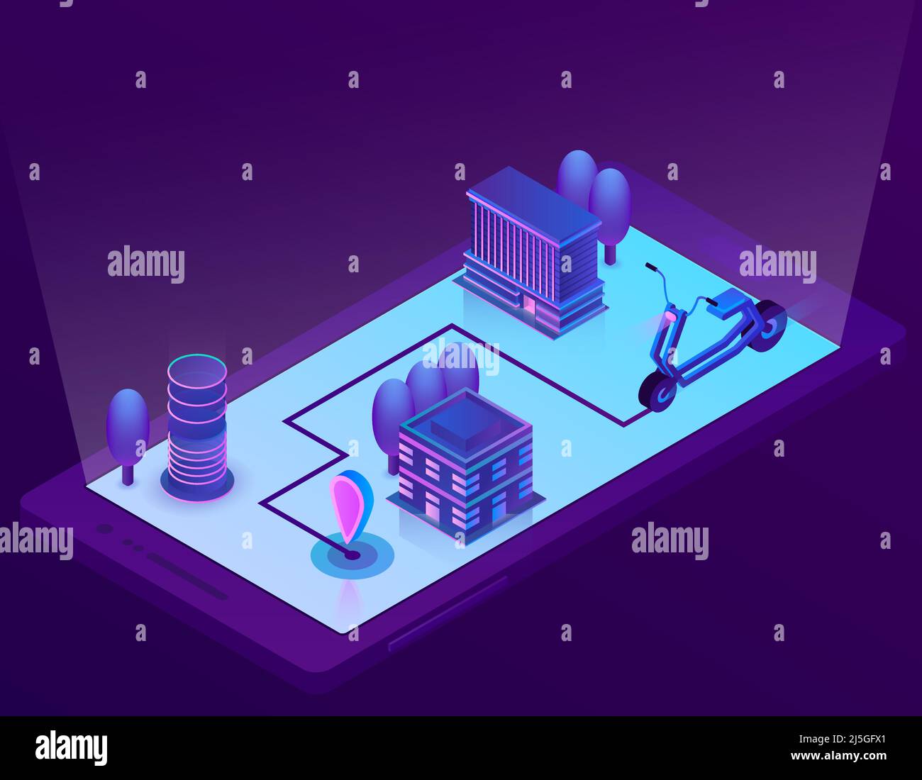Vector 3d isometric smart navigation technology for smartphone, app for ...