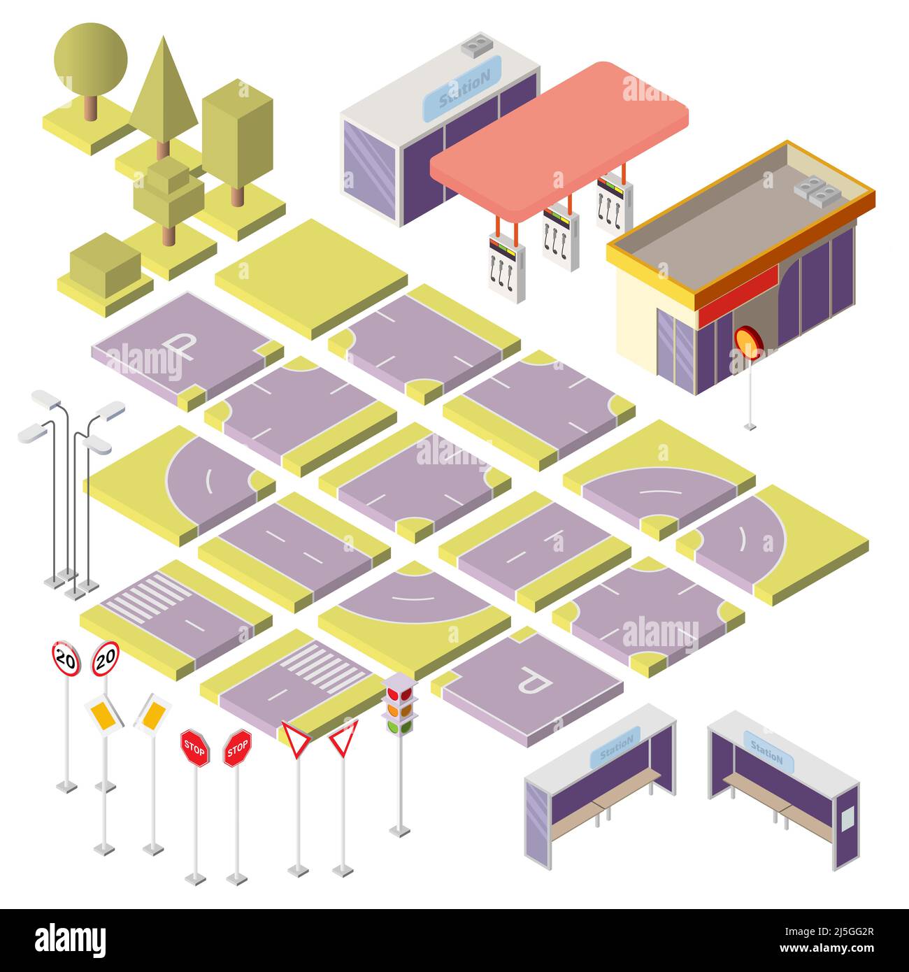 Vector set with isometric elements to build your own city map ...