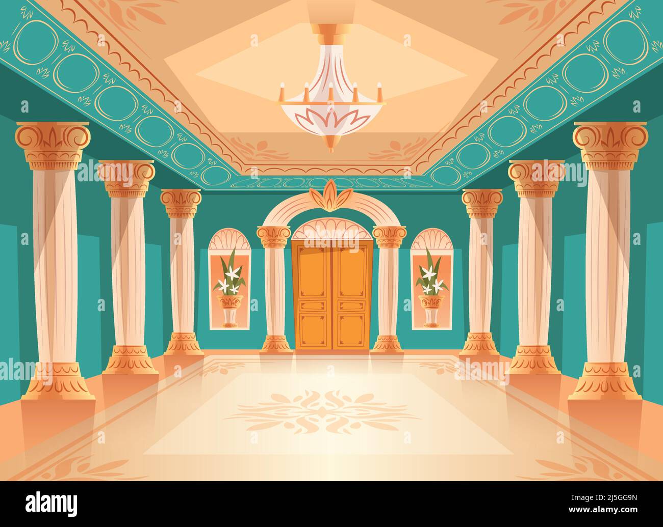 Ballroom or palace reception hall vector illustration of luxury museum