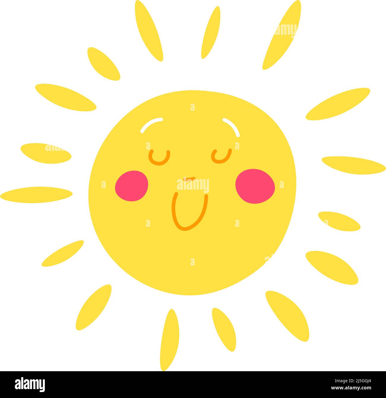Sun character with calm and tranquil facial expression and positive ...