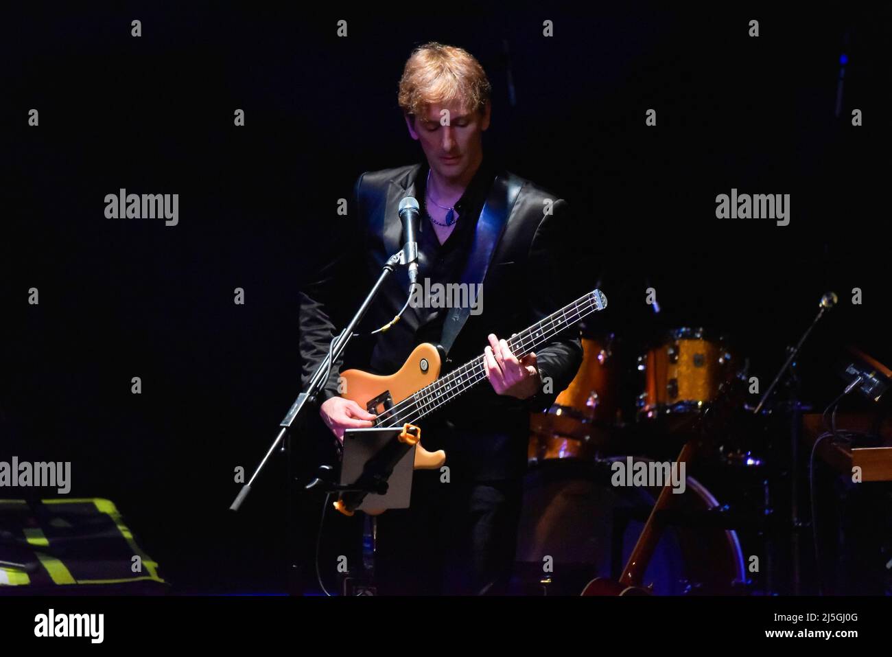 April 22, 2022, Rome, Italy: Luca Sparagna of the band of Le Orme in  concert at Auditorium Parco della Musica in Rome, Italy.April 22, 2022  (Credit Image: © Roberto Bettacchi/Pacific Press via