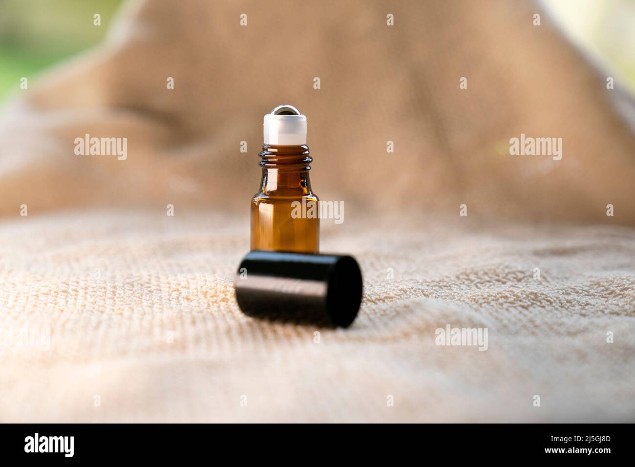 Mock-up Amber Glass Bottle Stock Photo