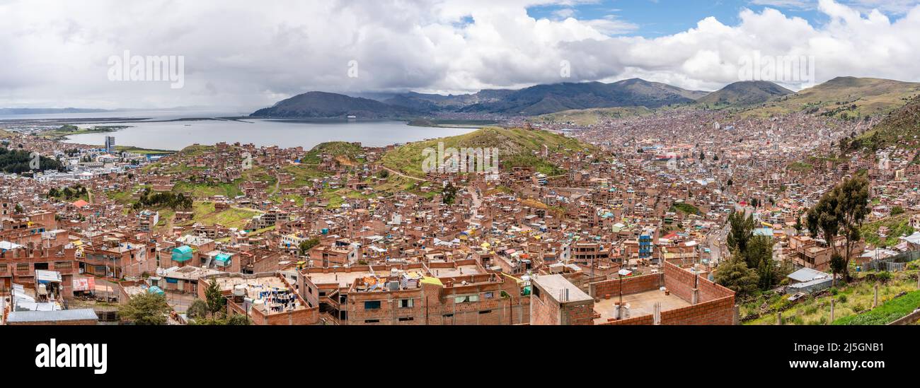 A Panoramic View Of The City Of Puno, Puno Province, Peru. Stock Photo