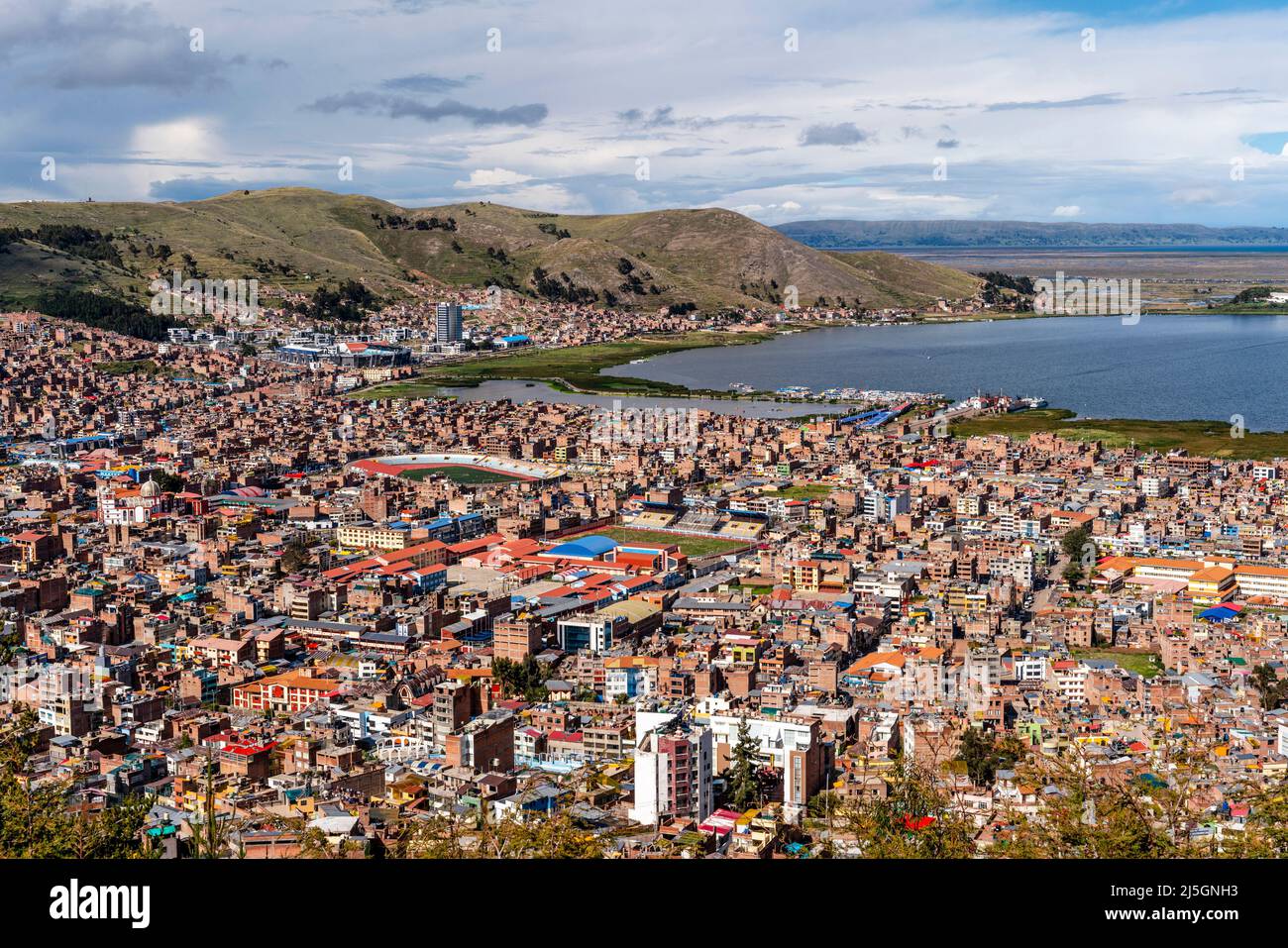 The Skyline Of The City Of Puno, Puno Province, Peru. Stock Photo