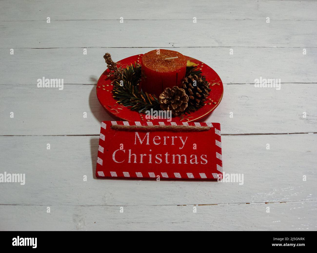 Christmas decorations on white board. Christmas concept, decorated