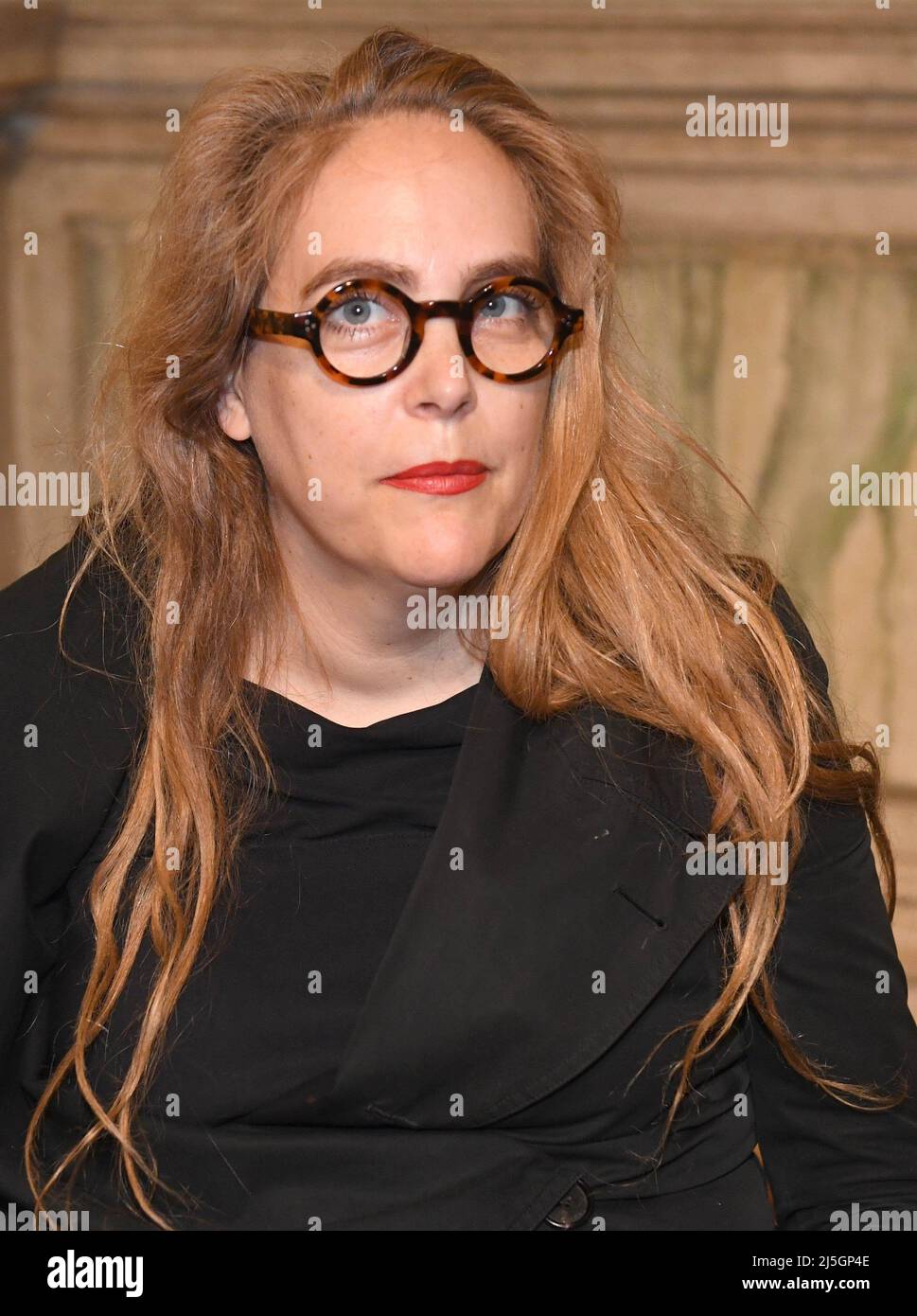 Venedig, Italy. 23rd Apr, 2022. Susanne Pfeffer, Director of the Frankfurt Museum of Modern Art, and member of the jury of the 59th Arte Biennale, photographed before the opening of the 59th Arte Biennale. The biennial Arte Biennale is regarded worldwide as the oldest and, after the documenta in Kassel, the most important international forum for contemporary visual art. Credit: Felix Hörhager/dpa/Alamy Live News Stock Photo