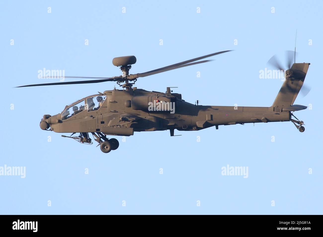 New Boeing Apache AH-64E departing Wattisham airfield. Stock Photo