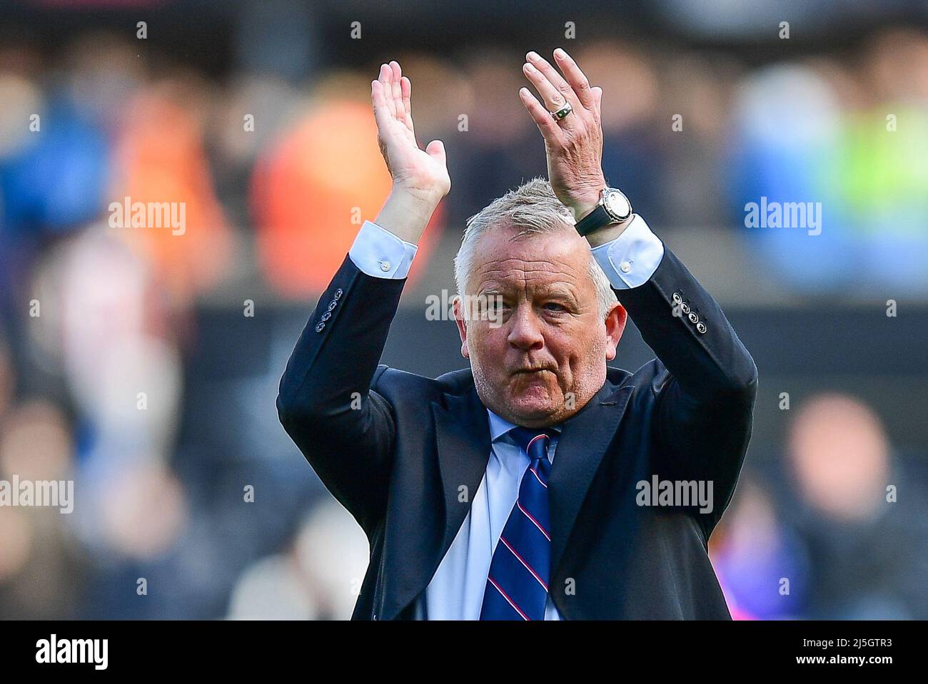 Chris Wilder manager of Middlesbrough applauds the travelling ...