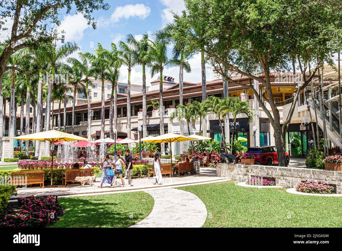 Miami Florida Coral Gables Shops at Merrick Park upscale outdoor shopping mall Stock Photo