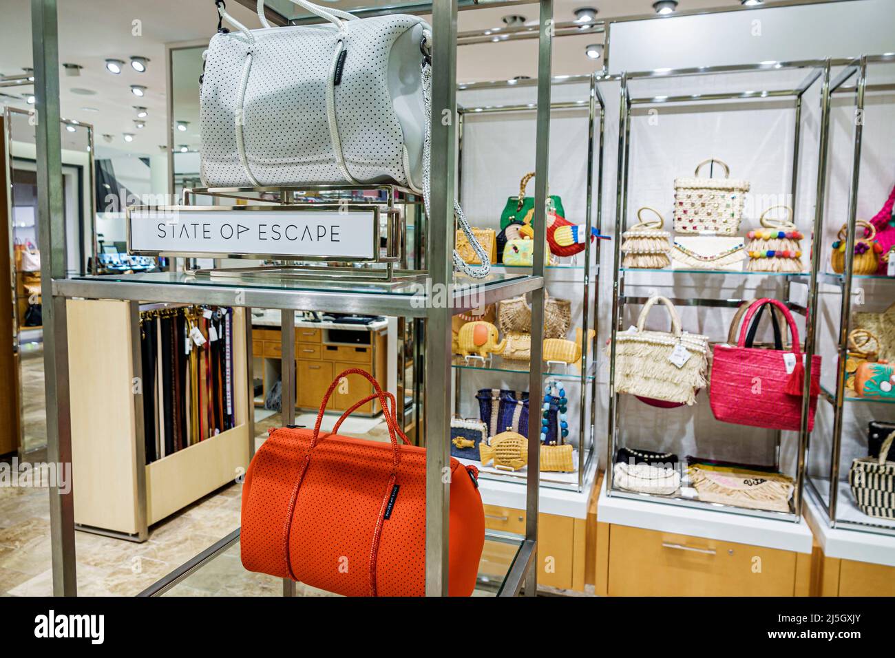 Inside interior neiman marcus department store display sale handbags bags  hi-res stock photography and images - Alamy