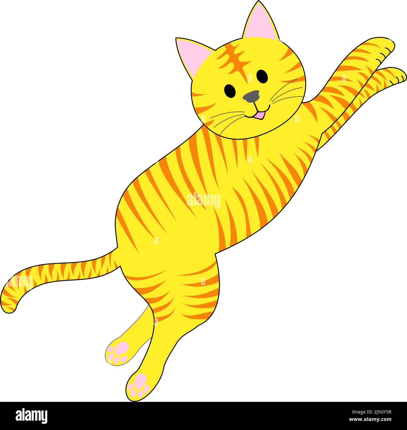 jumping tabby cat with white background Stock Photo