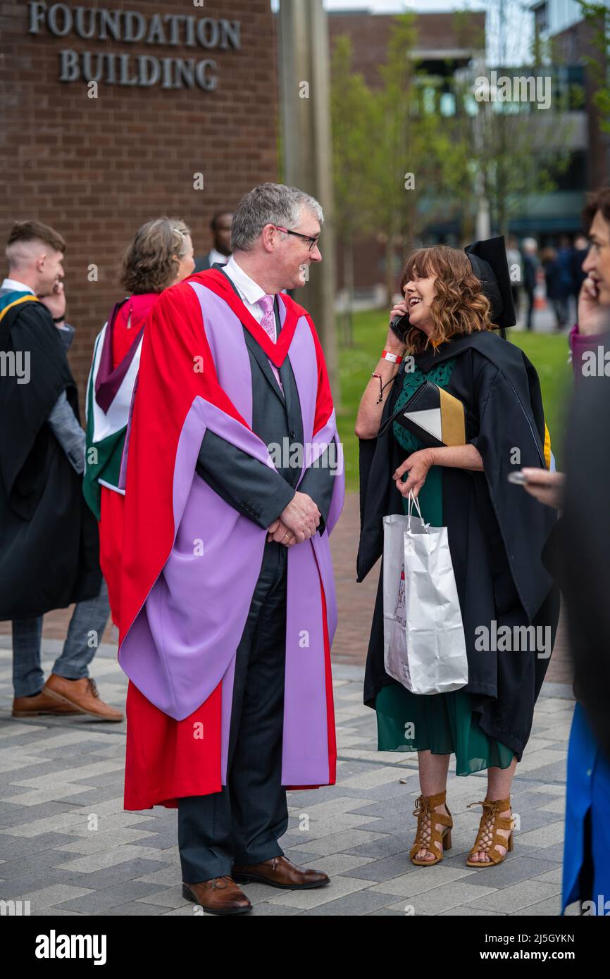 Graduation ceremony and presentation of diplomas to the students of the University of Limerick, celebrating the end of the student year Stock Photo