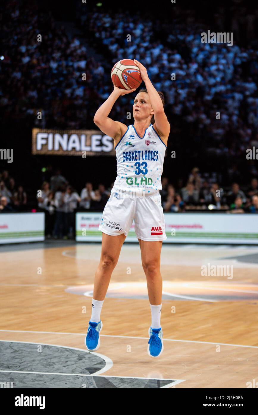 Jillian Harmon of Basket Landes controls the ball during the Women's
