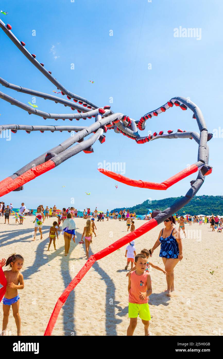 Bunch of kites at Kite festival at Varna beach,Asparuhovo,Bulgaria