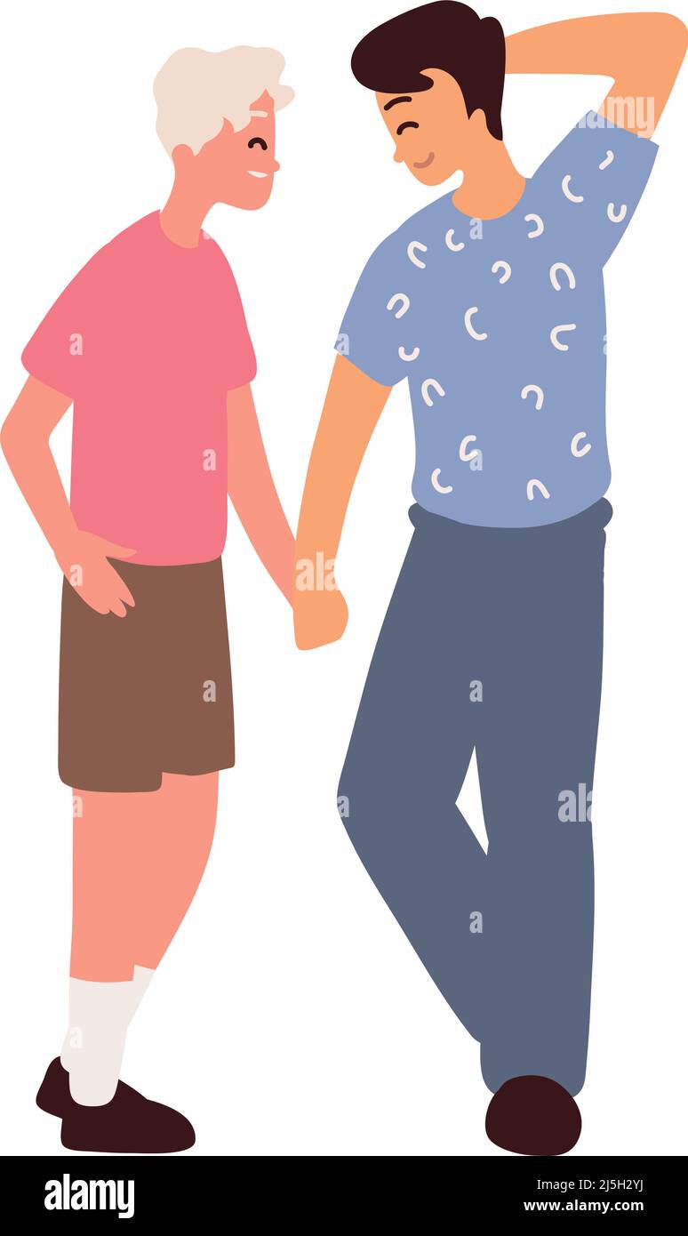 gay couple holding hands Stock Vector Image & Art - Alamy