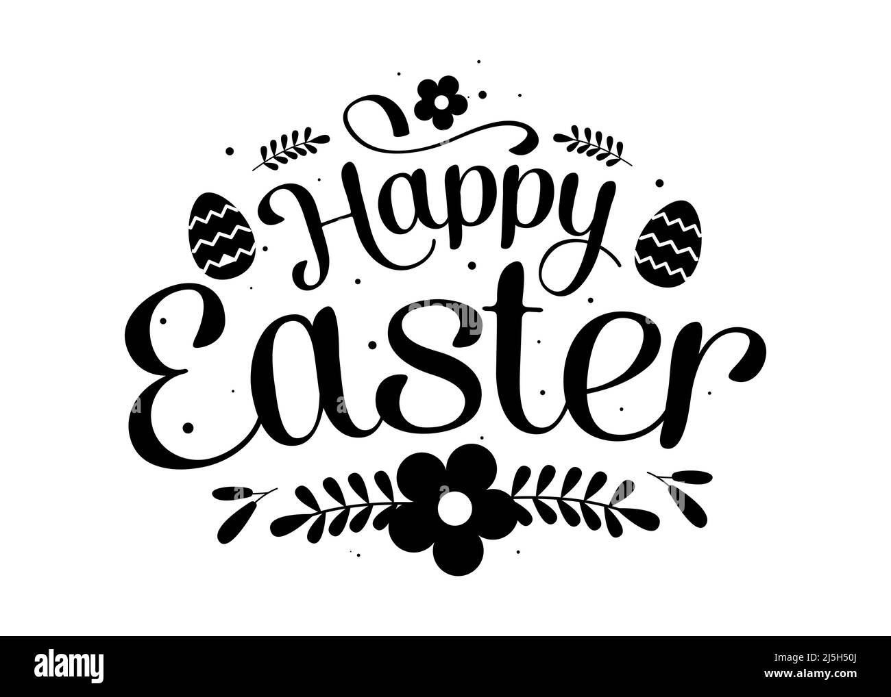 Happy Easter vector Colorful greeting card with flowers eggs Arabic