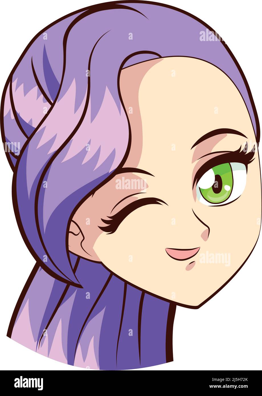 Cute anime girl winking - Stock Illustration [95963569] - PIXTA