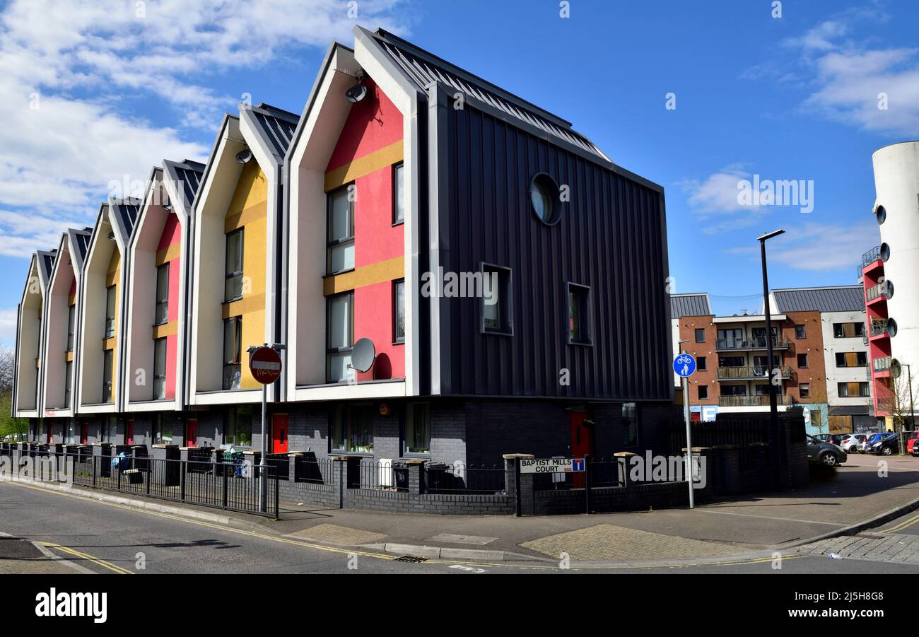 Modern colourful purpose built flats in Easton, Bristol near the city