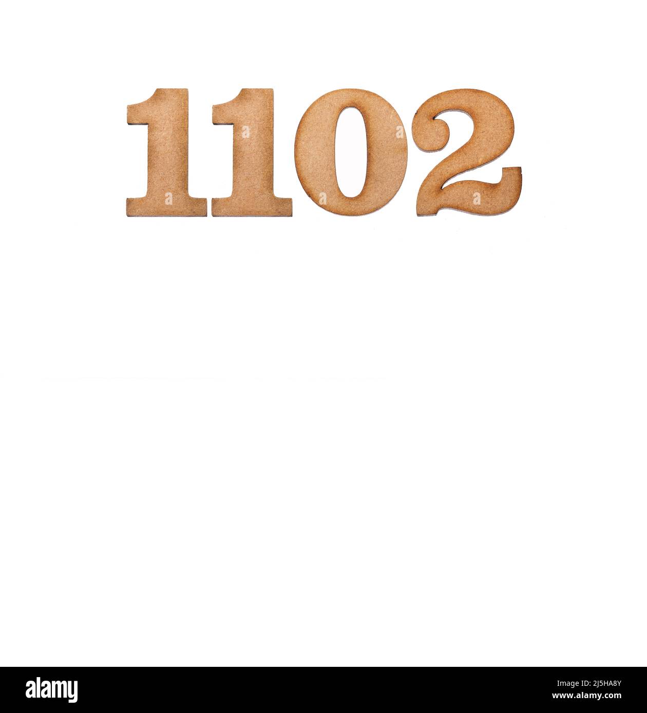 Number 1102 - Piece of wood isolated on white background Stock Photo ...