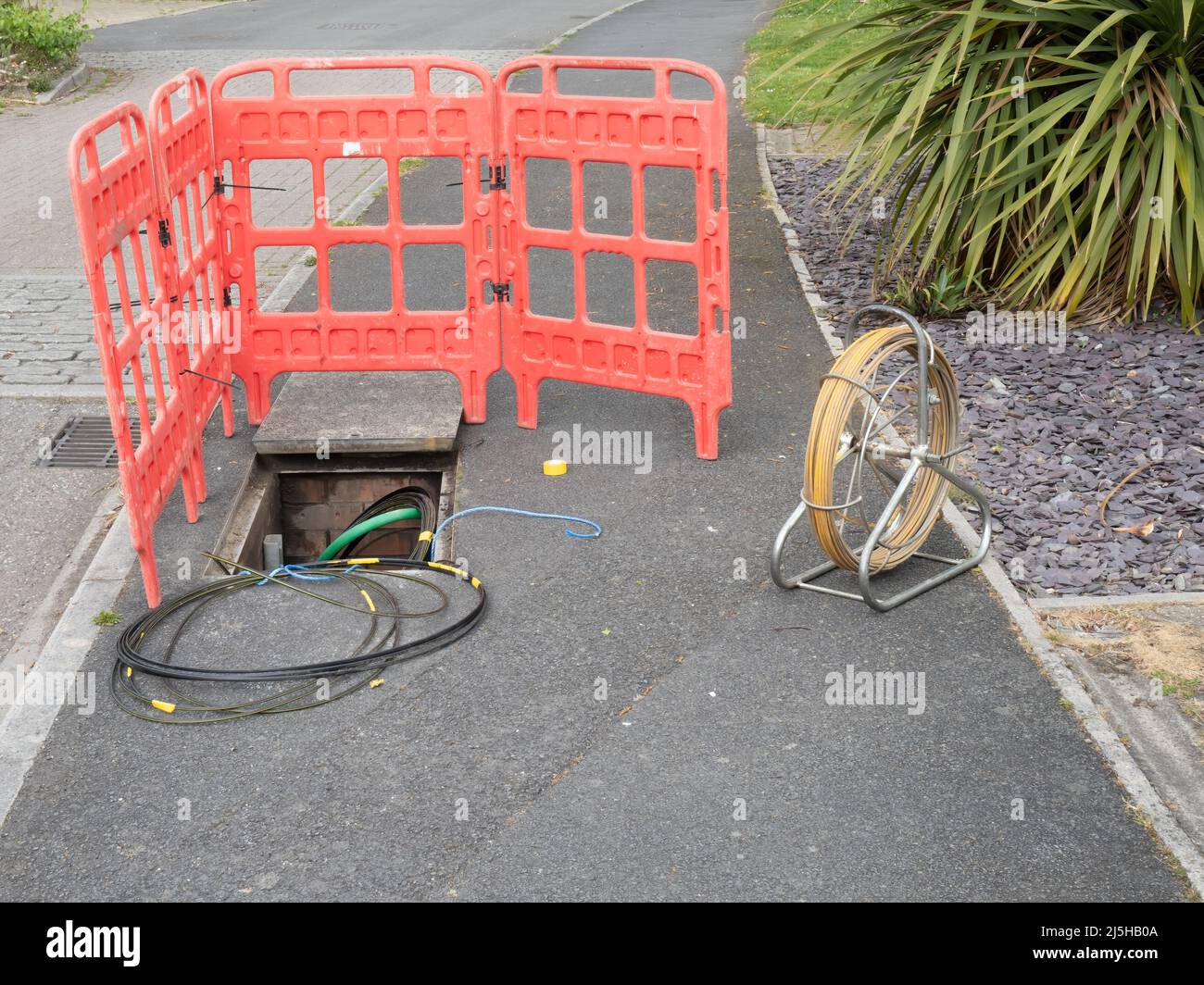 Internet upgrade UK - high speed cables being installed, UK. Stock Photo