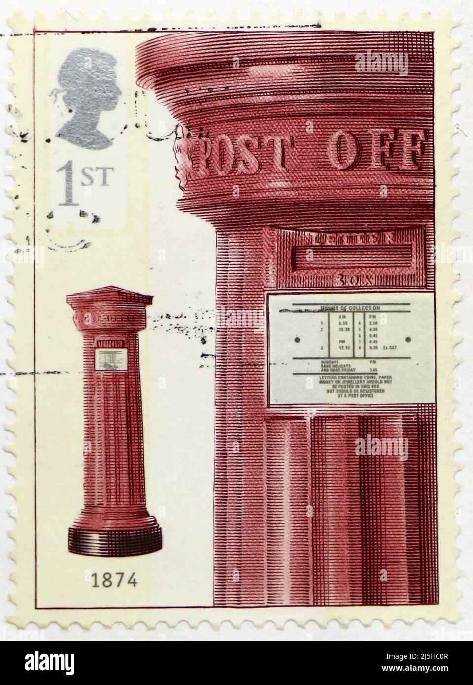 Photo of a British postage stamp for the 150th anniversary of the first
