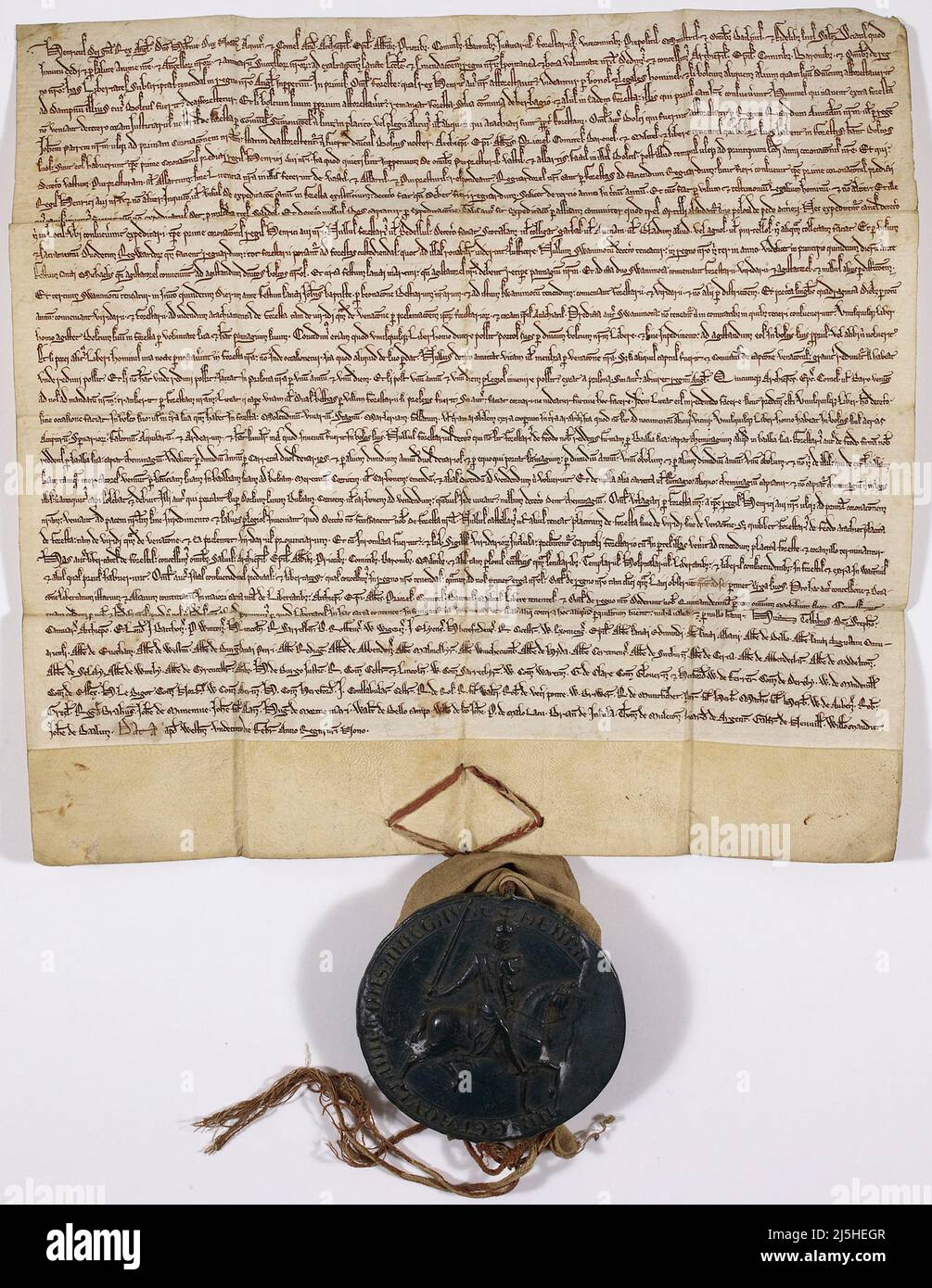 The copy of the Magna Carta - The Charter of the Forest, 1217, Stock Photo