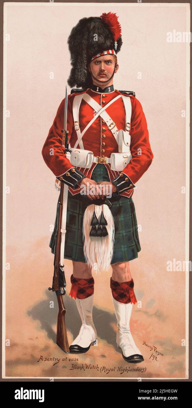 A Sentry at Ease in the uniform of the Black Watch (Royal Highlanders),  1892 Stock Photo - Alamy