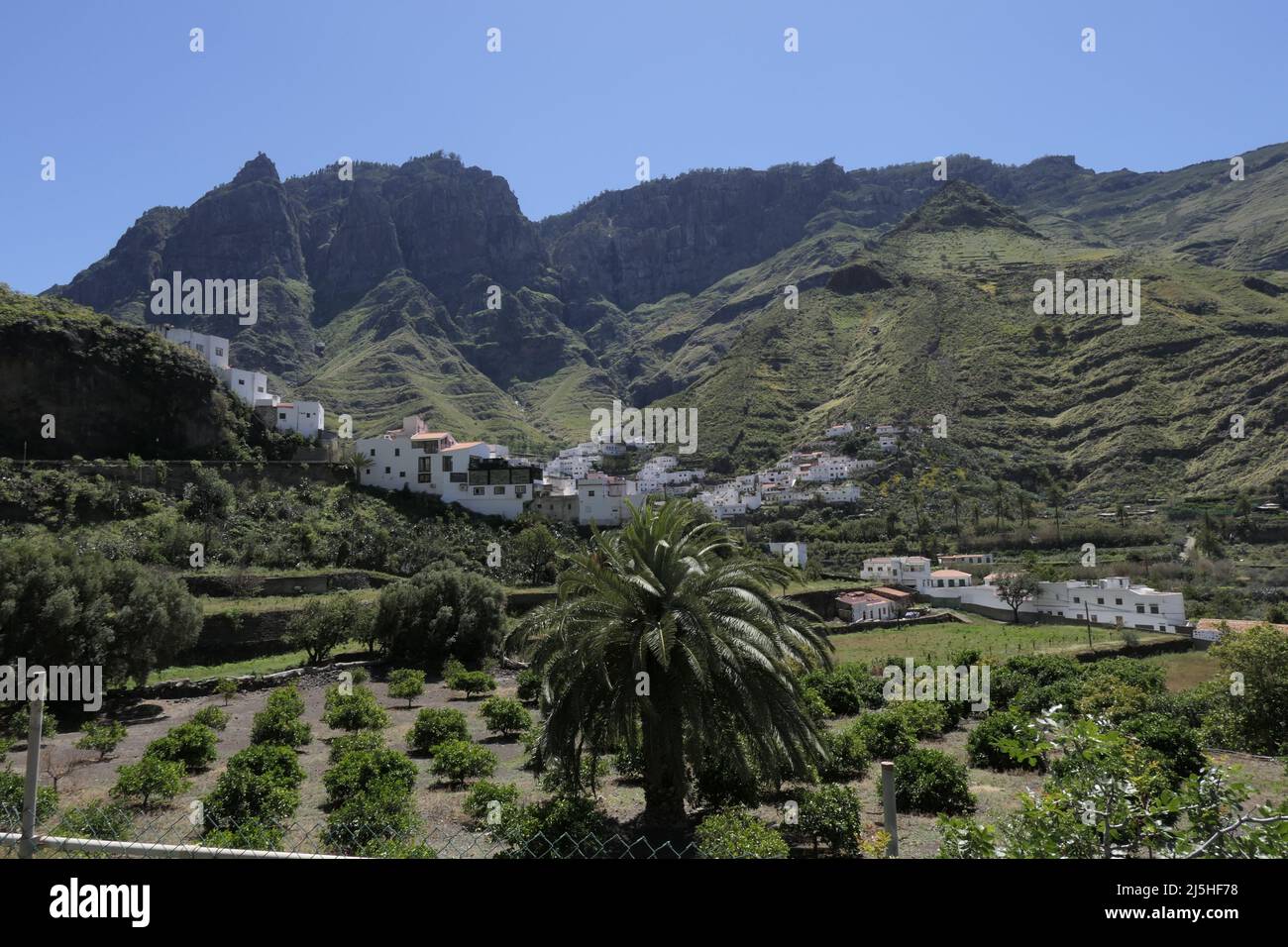 Blick auf San Pedro, Agaete, Gran Canaria Stock Photo